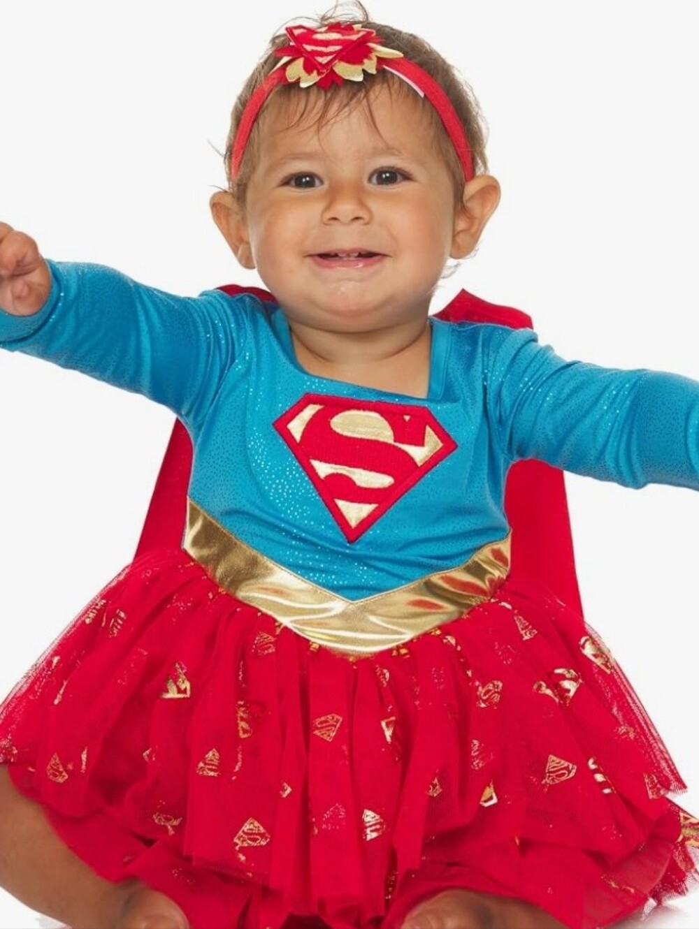 DC Comics Infant Girls Supergirl Dress Costume - Blue, Red, Gold